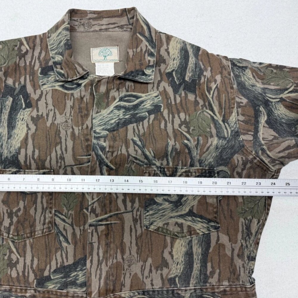 Vtg MOSSY OAK 'Perfect' Camo Bottomland Hunting Canvas Bib Overalls Mens Large